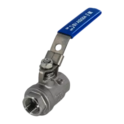 Кран шаровый муфтовый двусоставной с фиксатором нержавеющий (2PC), AISI304